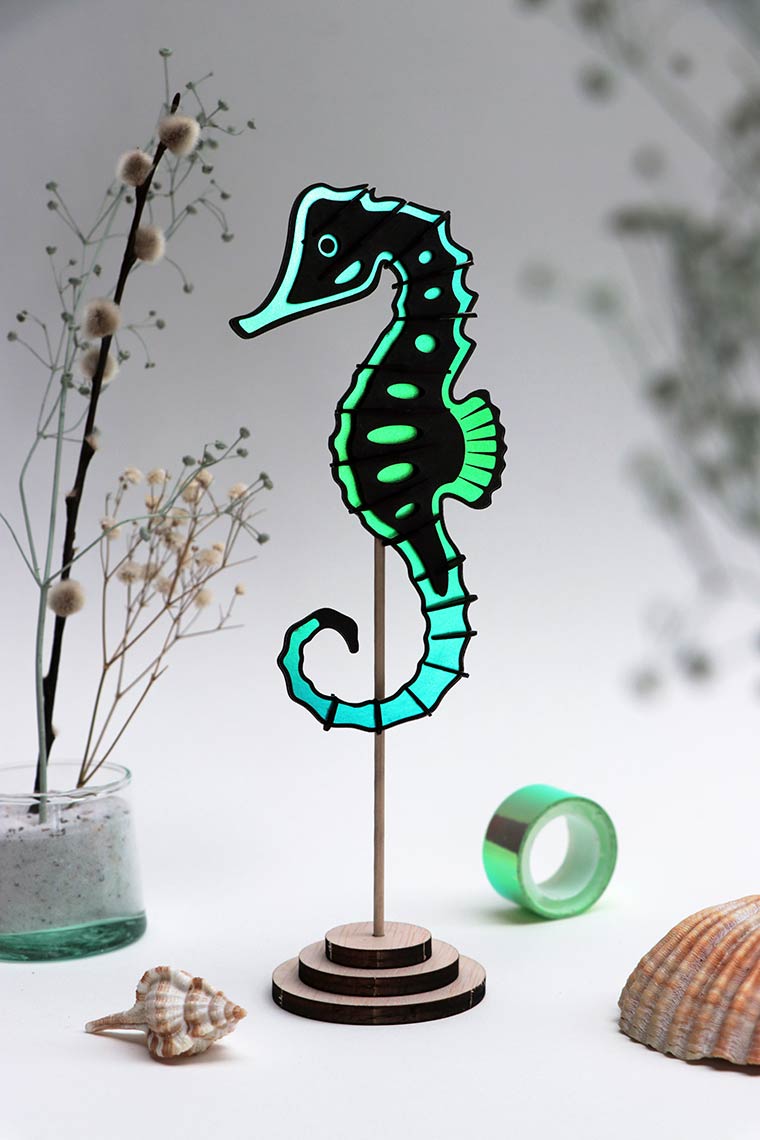 Sea Horse - Hippocampe à assembler Assembli Caribbean Green Metallic